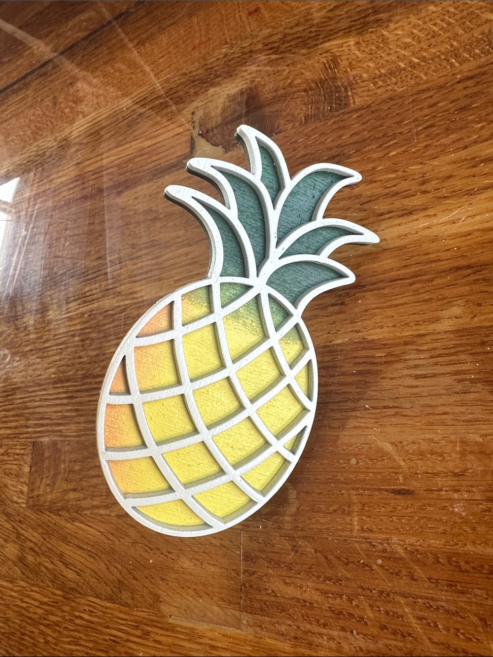 Pineapple Decor - Yellow and Green small wooden